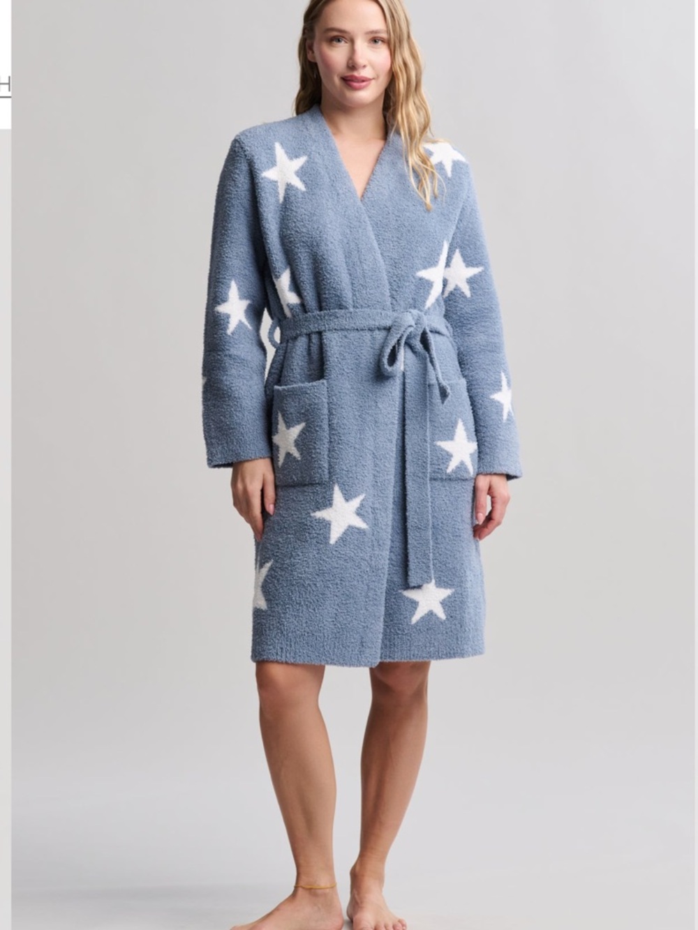 Barefoot Dreams CozyChic® Starry Night Robe in Blue Dusk / Pearl